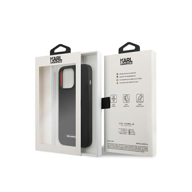 Karl Lagerfeld Silicone Plaque dėklas iPhone 13 Pro Max - juodas