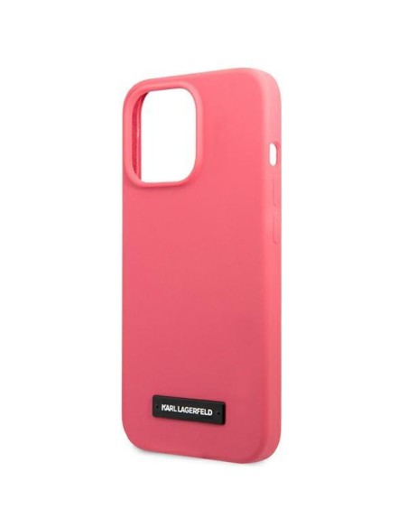 Karl Lagerfeld Silicone Plaque dėklas iPhone 13 Pro Max - fuksija Karl Lagerfeld Silicone Plaque dėklas iPhone 13 Pro Max - fuksija