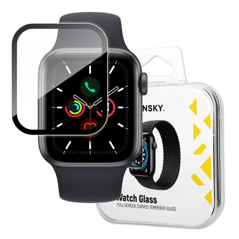 Wozinsky Watch Glass hibridinis stiklas, skirtas Apple Watch 6 44mm / Watch 5 44mm / Watch 4 44mm / Watch SE 44mm juodas