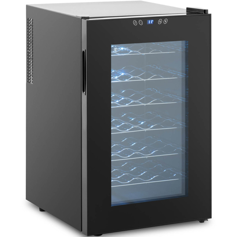 Winiarka šaldytuvas vyno šaldytuvas gėrimams 6 LED lentynos 70 l juodos spalvos