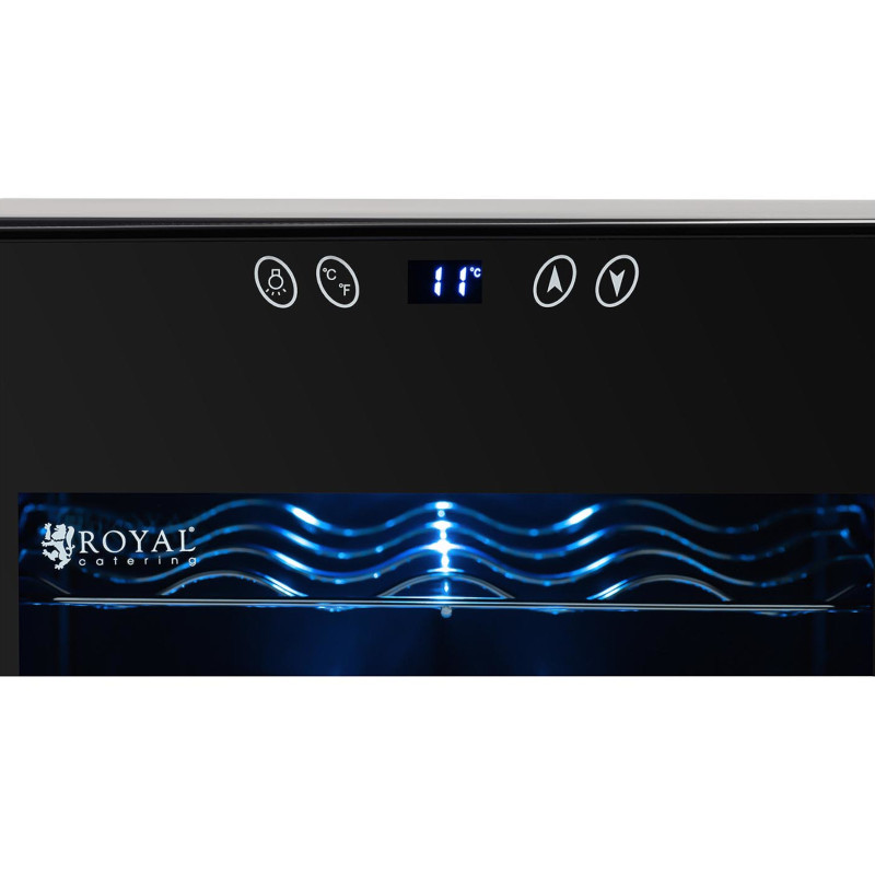 Winiarka šaldytuvas vyno šaldytuvas gėrimams 6 LED lentynos 70 l juodos spalvos