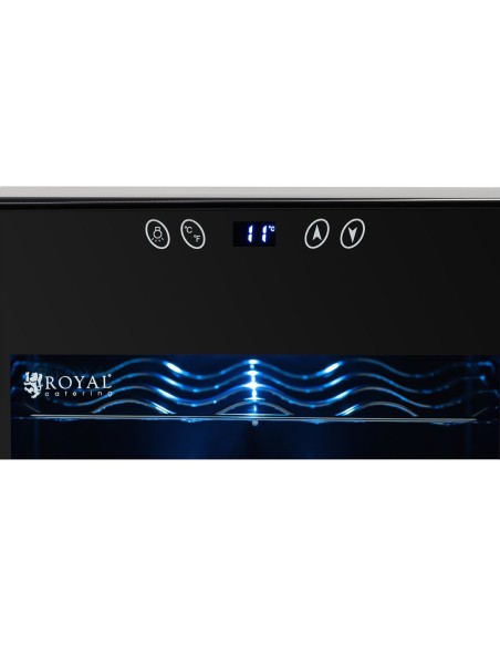 Winiarka šaldytuvas vyno šaldytuvas gėrimams 6 LED lentynos 70 l juodos spalvos