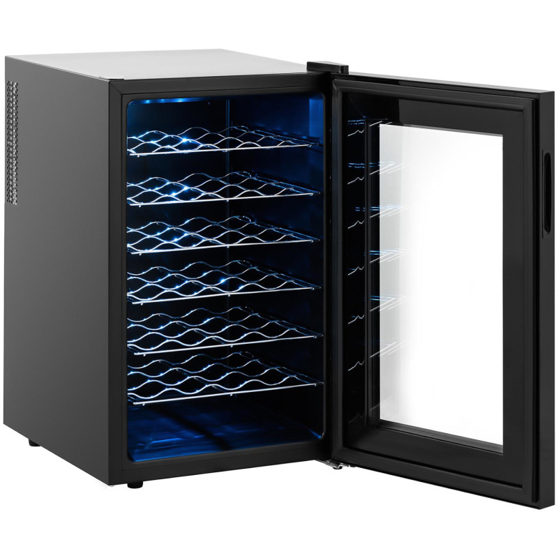 Winiarka šaldytuvas vyno šaldytuvas gėrimams 6 LED lentynos 70 l juodos spalvos