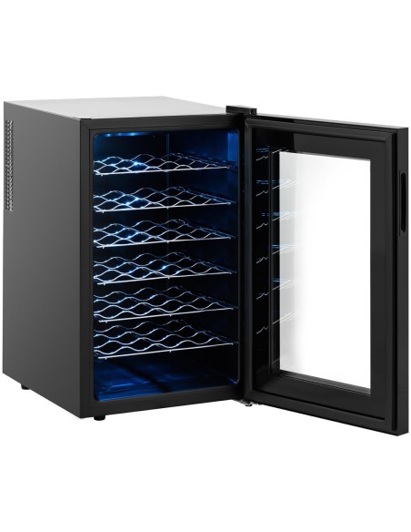 Winiarka šaldytuvas vyno šaldytuvas gėrimams 6 LED lentynos 70 l juodos spalvos