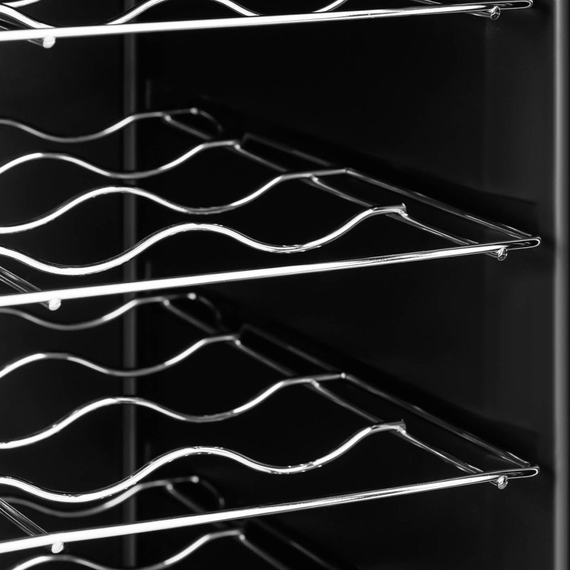 Winiarka šaldytuvas vyno šaldytuvas gėrimams 6 LED lentynos 70 l juodos spalvos