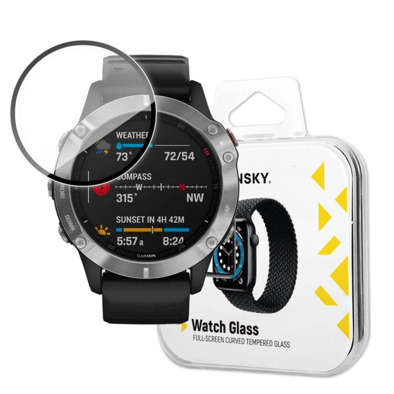 Wozinsky Watch Glass hibridinis stiklas, skirtas Garmin Fenix 6 juodas