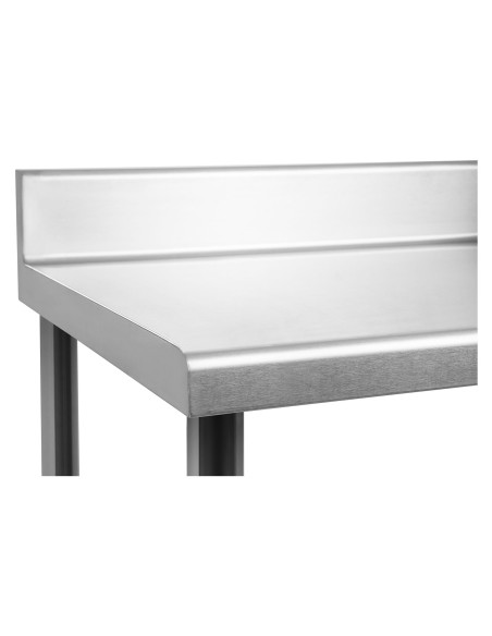Virtuvinis stalas su nerūdijančio plieno stalviršiu su apvadu ir apatine lentyna 150x60cm Virtuvinis stalas su nerūdijančio plieno stalviršiu su apvadu ir apatine lentyna 150x60cm