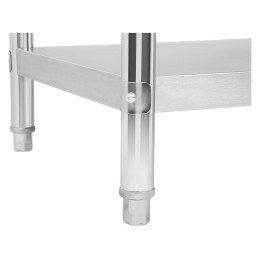 Virtuvinis stalas su nerūdijančio plieno stalviršiu su apvadu ir apatine lentyna 150x60cm