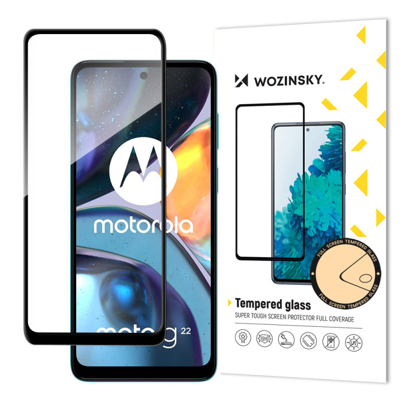 Wozinsky Super patvarūs klijai viso ekrano grūdintas stiklas su rėmeliu patogiu dėklu Motorola Moto G22 Black Wozinsky Super patvarūs klijai viso ekrano grūdintas stiklas su rėmeliu patogiu dėklu Motorola Moto G22 Black