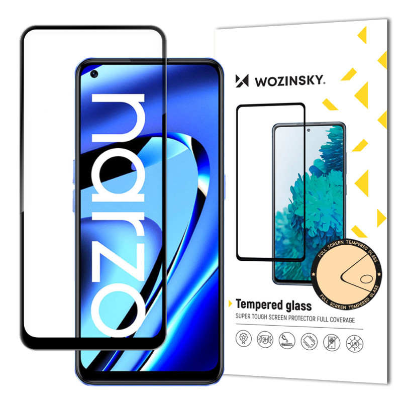 Wozinsky Super patvarūs klijai viso ekrano grūdintas stiklas su rėmeliu, tinkamas dėklui Realme Narzo 50A juodas Wozinsky Super patvarūs klijai viso ekrano grūdintas stiklas su rėmeliu, tinkamas dėklui Realme Narzo 50A juodas