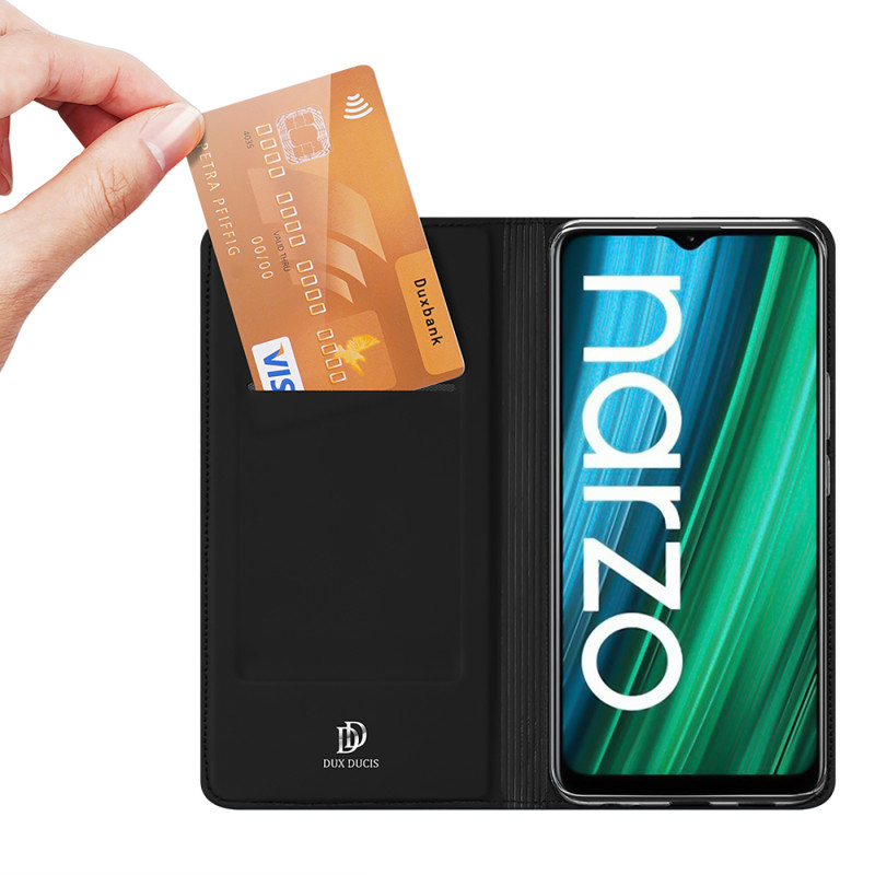 Dux Ducis Skin Pro dėklo dėklo dangtelis su atvartu Realme Narzo 50A juodas