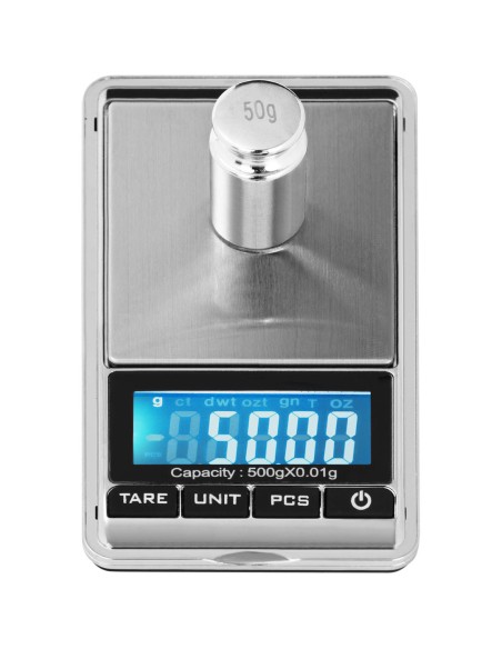 Tikslios kišeninės papuošalų svarstyklės, skaičiuojamos detalės LCD 500 g / 0,01 g Tikslios kišeninės papuošalų svarstyklės, skaičiuojamos detalės LCD 500 g / 0,01 g