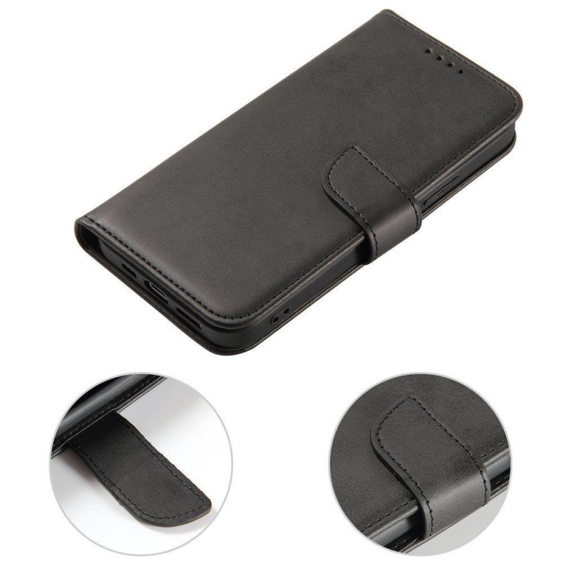 Magnet Case elegantiškas dėklas su atvartu ir stovo funkcija, skirta Realme 9i juodai