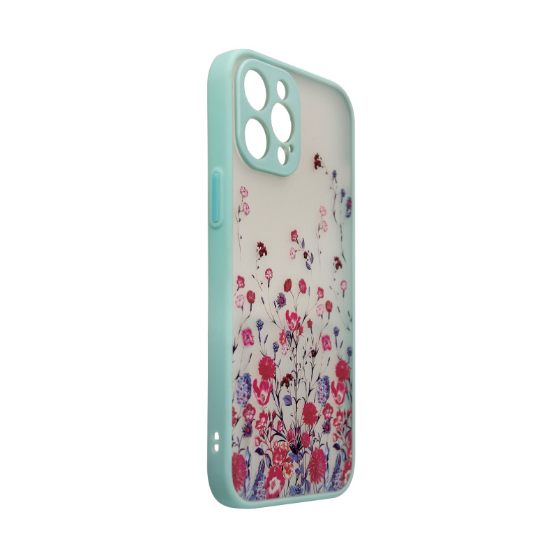 Design Case iPhone 13 Pro Max dėklas, dangtelis su žaliomis gėlėmis