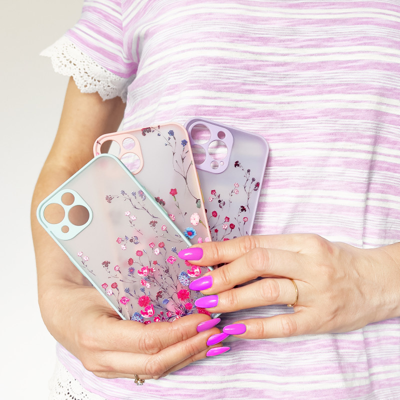 Design Case iPhone 13 Pro Max dėklas, dangtelis su žaliomis gėlėmis