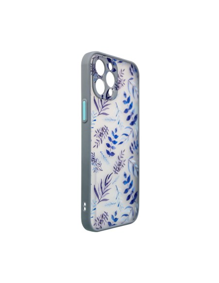 Dizaino dėklas, skirtas iPhone 12 Pro Max, gėlių dėklas, tamsiai mėlynas