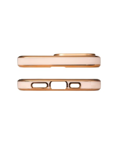 Lighting Color Case dėklas, skirtas iPhone 12 Pro Max gelio dangteliu su auksiniu rėmeliu rožinis