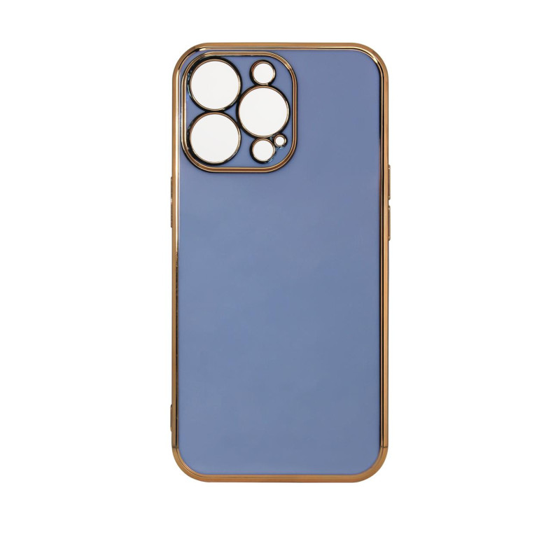Lighting Color Case dėklas skirtas iPhone 13 Pro, gelinis dangtelis su auksiniu rėmeliu, mėlynas Lighting Color Case dėklas skirtas iPhone 13 Pro, gelinis dangtelis su auksiniu rėmeliu, mėlynas