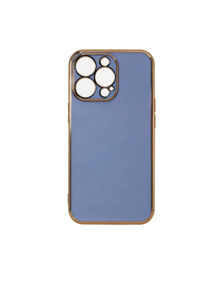 Lighting Color Case dėklas skirtas iPhone 13 Pro, gelinis dangtelis su auksiniu rėmeliu, mėlynas Lighting Color Case dėklas skirtas iPhone 13 Pro, gelinis dangtelis su auksiniu rėmeliu, mėlynas