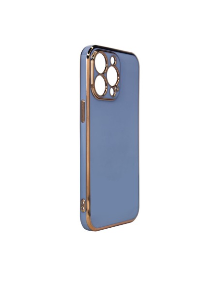 Lighting Color Case dėklas skirtas iPhone 13 Pro, gelinis dangtelis su auksiniu rėmeliu, mėlynas Lighting Color Case dėklas skirtas iPhone 13 Pro, gelinis dangtelis su auksiniu rėmeliu, mėlynas