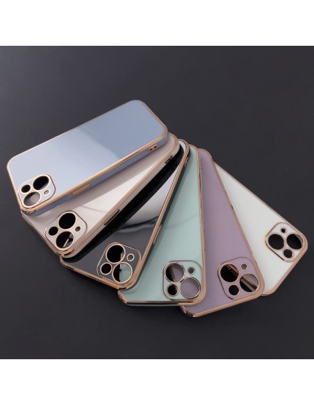 Lighting Color Case dėklas skirtas iPhone 13 Pro, gelinis dangtelis su auksiniu rėmeliu, mėlynas Lighting Color Case dėklas skirtas iPhone 13 Pro, gelinis dangtelis su auksiniu rėmeliu, mėlynas