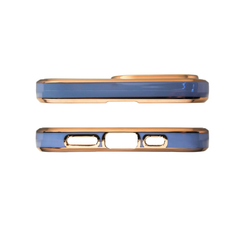Lighting Color Case Dėklas, skirtas Samsung Galaxy A12 5G Gel Cover with Gold Frame Blue