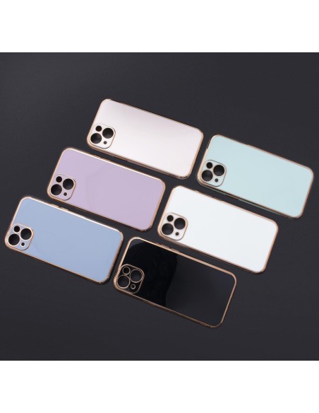 Lighting Color Case Dėklas, skirtas Samsung Galaxy A12 5G Gel Cover with Gold Frame Blue