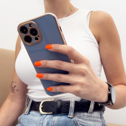 Lighting Color Case dėklas skirtas Xiaomi Redmi Note 11 gelio dangtelis su auksiniu rėmeliu mėlynas