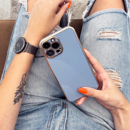 Lighting Color Case dėklas skirtas Xiaomi Redmi Note 11 gelio dangtelis su auksiniu rėmeliu mėlynas