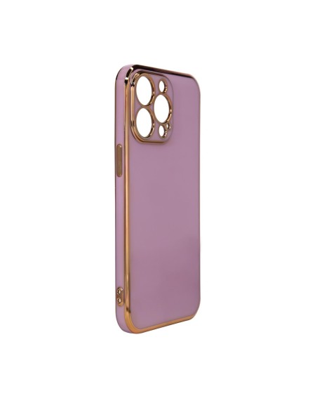 Lighting Color Case dėklas, skirtas iPhone 12 Pro Max gelio dangteliu su auksiniu rėmeliu violetiniu Lighting Color Case dėklas, skirtas iPhone 12 Pro Max gelio dangteliu su auksiniu rėmeliu violetiniu