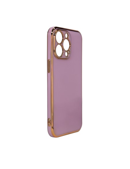 Lighting Color Case dėklas, skirtas iPhone 13 Pro Max gelio dangteliu su auksiniu rėmeliu violetiniu Lighting Color Case dėklas, skirtas iPhone 13 Pro Max gelio dangteliu su auksiniu rėmeliu violetiniu