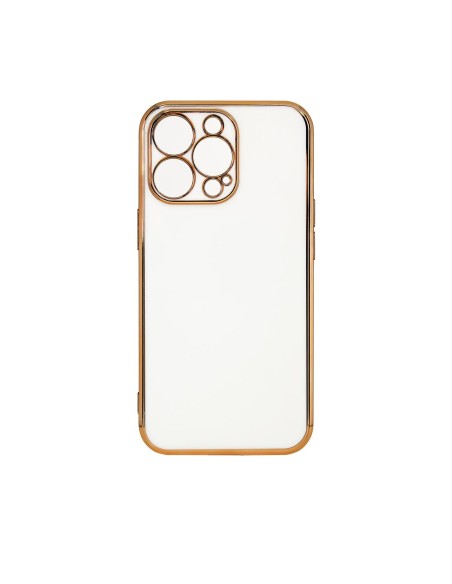 Lighting Color Case dėklas skirtas iPhone 12 Pro Max, gelinis dangtelis su auksiniu rėmeliu, baltas Lighting Color Case dėklas skirtas iPhone 12 Pro Max, gelinis dangtelis su auksiniu rėmeliu, baltas