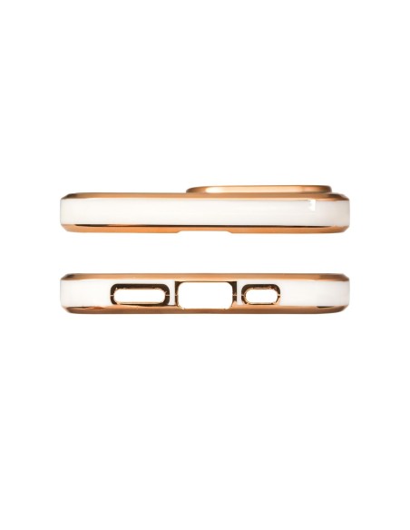 Lighting Color Case dėklas skirtas iPhone 12 Pro Max, gelinis dangtelis su auksiniu rėmeliu, baltas Lighting Color Case dėklas skirtas iPhone 12 Pro Max, gelinis dangtelis su auksiniu rėmeliu, baltas