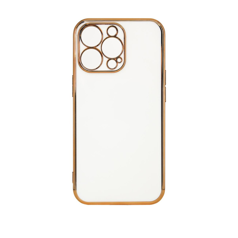 Apšvietimo spalvos dėklas, skirtas Xiaomi Redmi Note 11 Pro Gel Cover su auksiniu rėmeliu, baltas