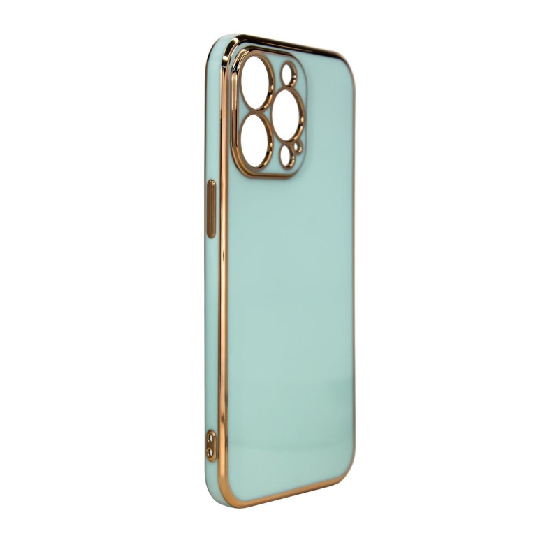 Lighting Color Case dėklas, skirtas iPhone 12 Pro Max gelio dangteliu su aukso spalvos rėmeliu