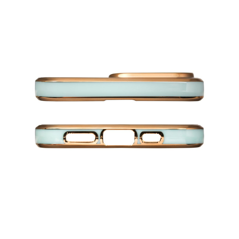 Lighting Color Case dėklas, skirtas iPhone 12 Pro Max gelio dangteliu su aukso spalvos rėmeliu