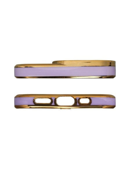 Madingas dėklas, skirtas Samsung Galaxy A12 5G gelio dangtelis su auksiniu rėmeliu, violetinis