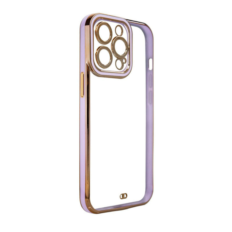 Madingas dėklas, skirtas Samsung Galaxy A13 5G gelio dangtelis su auksiniu rėmeliu, violetinis Madingas dėklas, skirtas Samsung Galaxy A13 5G gelio dangtelis su auksiniu rėmeliu, violetinis