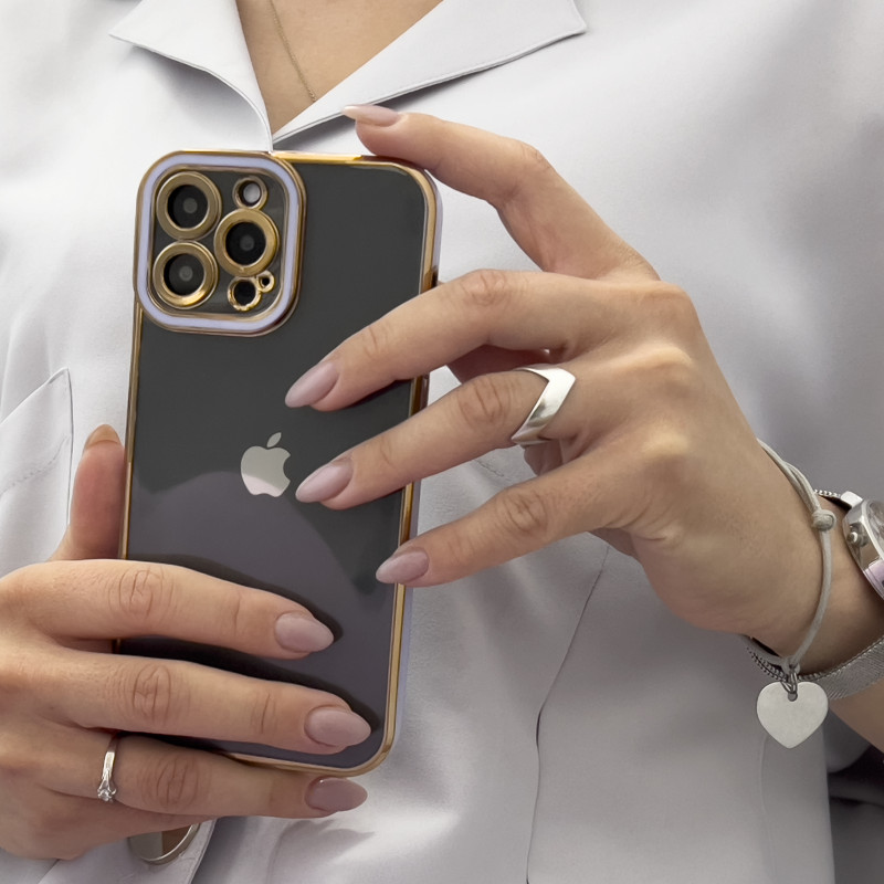 Fashion Case dėklas iPhone 13, gelinis dangtelis su auksiniu rėmeliu, raudonas
