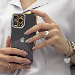 Fashion Case dėklas, skirtas iPhone 13 Pro, gelinis dangtelis su auksiniu rėmeliu, raudonas