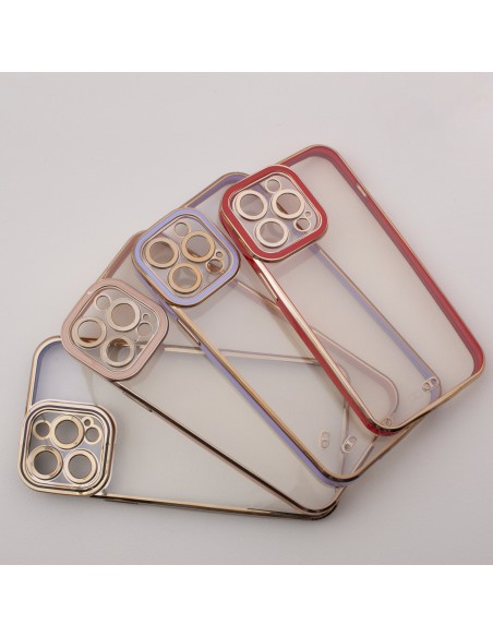 Fashion Case dėklas, skirtas iPhone 13 Pro Max, gelinis dangtelis su auksiniu rėmeliu, raudonas Fashion Case dėklas, skirtas iPhone 13 Pro Max, gelinis dangtelis su auksiniu rėmeliu, raudonas