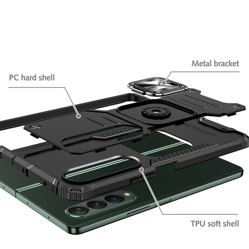 Wozinsky Ring Armor Dėklas, skirtas Samsung Galaxy Z Fold 4 Armored Cover Magnetinis žiedo laikiklis Rose Gold