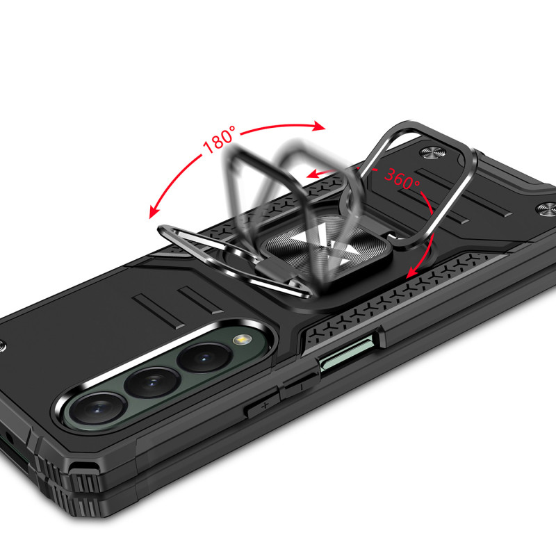 Wozinsky Ring Armor Dėklas, skirtas Samsung Galaxy Z Fold 4 Armored Cover Magnetinis žiedo laikiklis Rose Gold