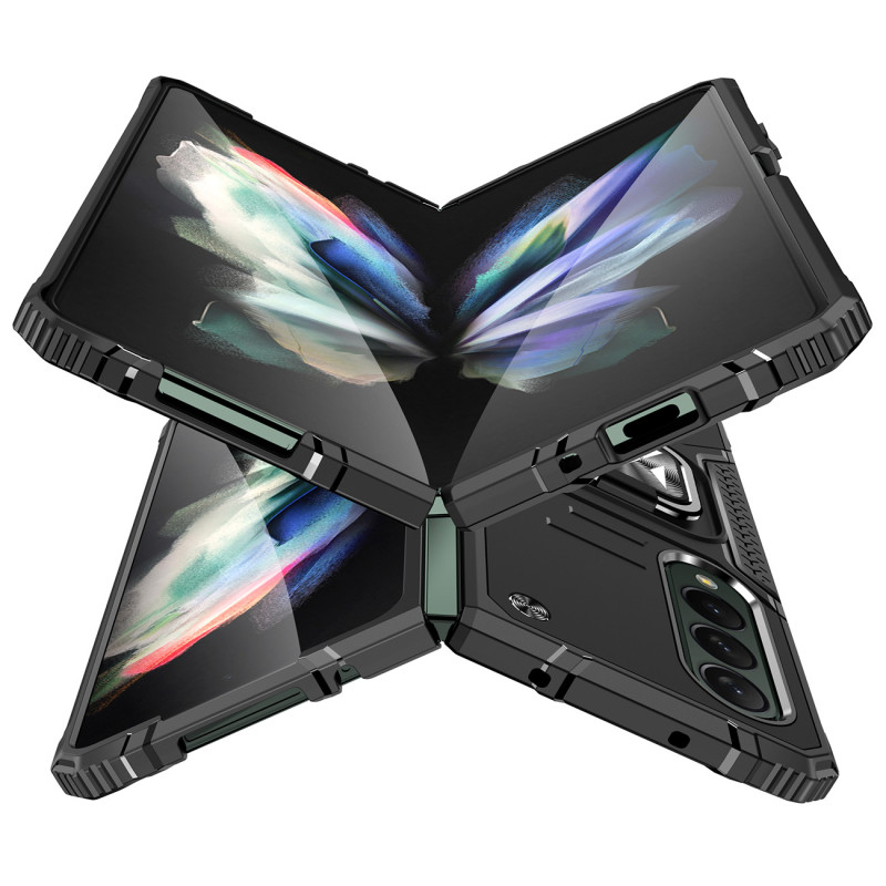 Wozinsky Ring Armor Dėklas, skirtas Samsung Galaxy Z Fold 4 Armored Cover Magnetinis žiedo laikiklis Rose Gold