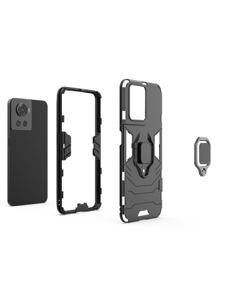 Ring Armor šarvuotas hibridinis korpuso dangtelis + magnetinis laikiklis OnePlus Ace juodas