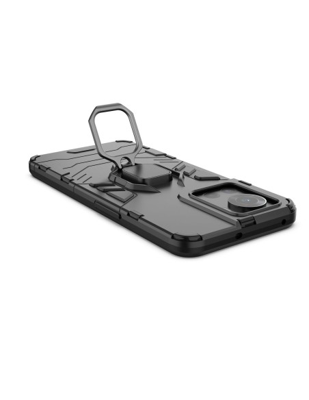 Ring Armor šarvuotas hibridinis korpuso dangtelis + magnetinis laikiklis OnePlus Ace juodas