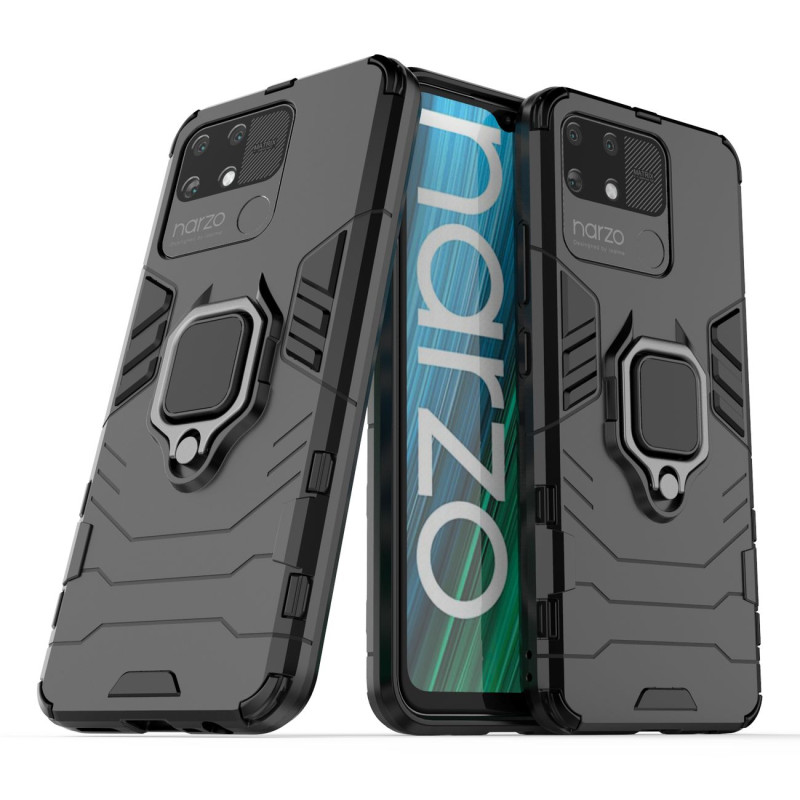 Ring Armor šarvuotas hibridinis korpuso dangtelis + magnetinis laikiklis Realme Narzo 50A juodas Ring Armor šarvuotas hibridinis korpuso dangtelis + magnetinis laikiklis Realme Narzo 50A juodas