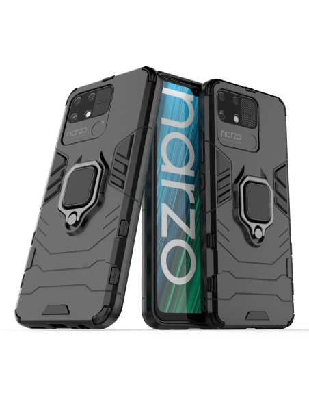 Ring Armor šarvuotas hibridinis korpuso dangtelis + magnetinis laikiklis Realme Narzo 50A juodas Ring Armor šarvuotas hibridinis korpuso dangtelis + magnetinis laikiklis Realme Narzo 50A juodas