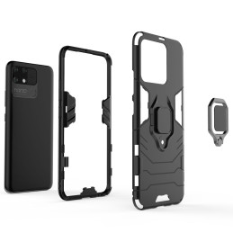 Ring Armor šarvuotas hibridinis korpuso dangtelis + magnetinis laikiklis Realme Narzo 50A juodas