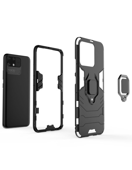 Ring Armor šarvuotas hibridinis korpuso dangtelis + magnetinis laikiklis Realme Narzo 50A juodas Ring Armor šarvuotas hibridinis korpuso dangtelis + magnetinis laikiklis Realme Narzo 50A juodas